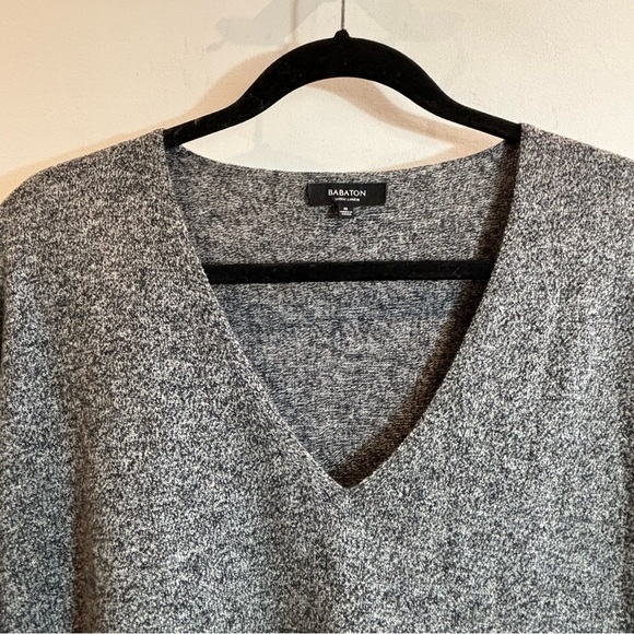 BABATON BY ARITZIA  Sz M V-Neck Long Sleeve High Low Linen Blend Sweater Top - Picture 2 of 9